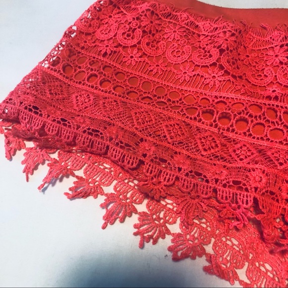 H & M Lacey Small Hot Neon Salmon Shorts Divided - Picture 6 of 9